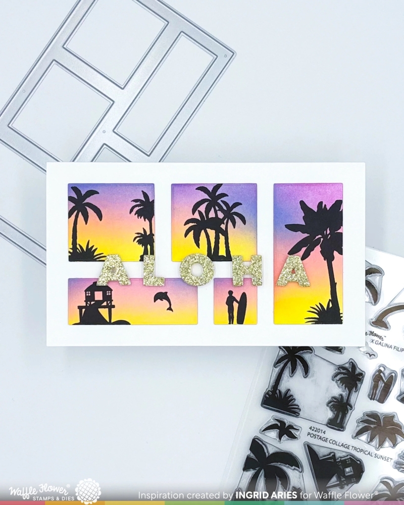 Bild 1 von Waffle Flower Postage Collage Tropical Sunset Stamp Set - Stempel-Set
