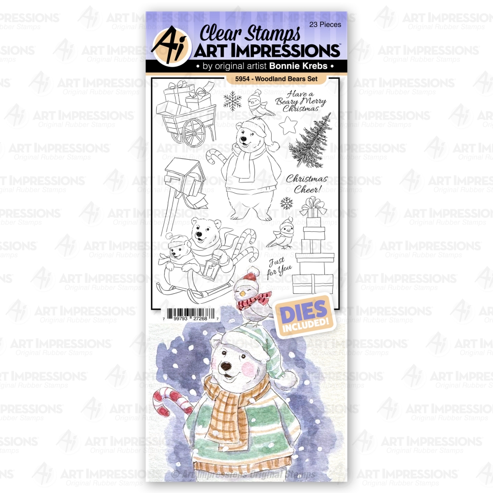 Bild 1 von Art Impressions Clear Stamps with dies Woodland Bears Set - Tiere Stempelset inkl. Stanzen