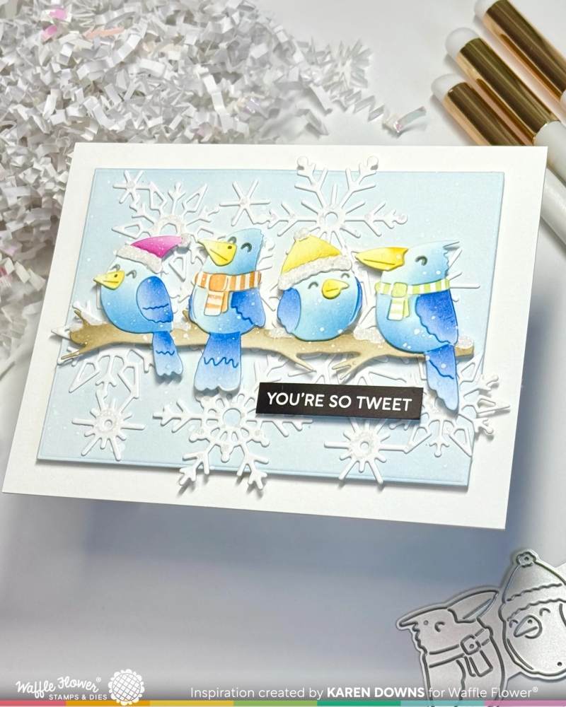 Bild 1 von Waffle Flower Birdie Friends in Winter Die - Stanze Winter Vögel