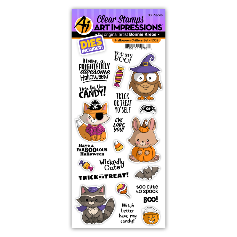 Bild 1 von Art Impressions Clear Stamps Halloween Crit Set - Halloween Tierchen- Stempelset inkl. Stanzen