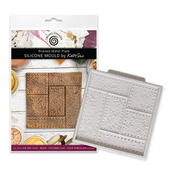 Bild 1 von Cosmic Shimmer Riveted Metal Plate Silicone Mould - Silikonform Metallplatte