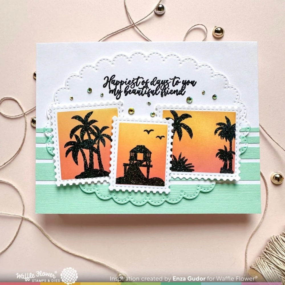 Bild 1 von Waffle Flower Postage Collage Tropical Sunset Stamp Set - Stempel-Set
