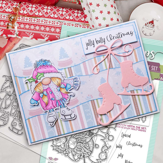 Bild 1 von Polkadoodles Clear Stamps - Gnome Jolly Holly Wishes - Weinachten Wünsche