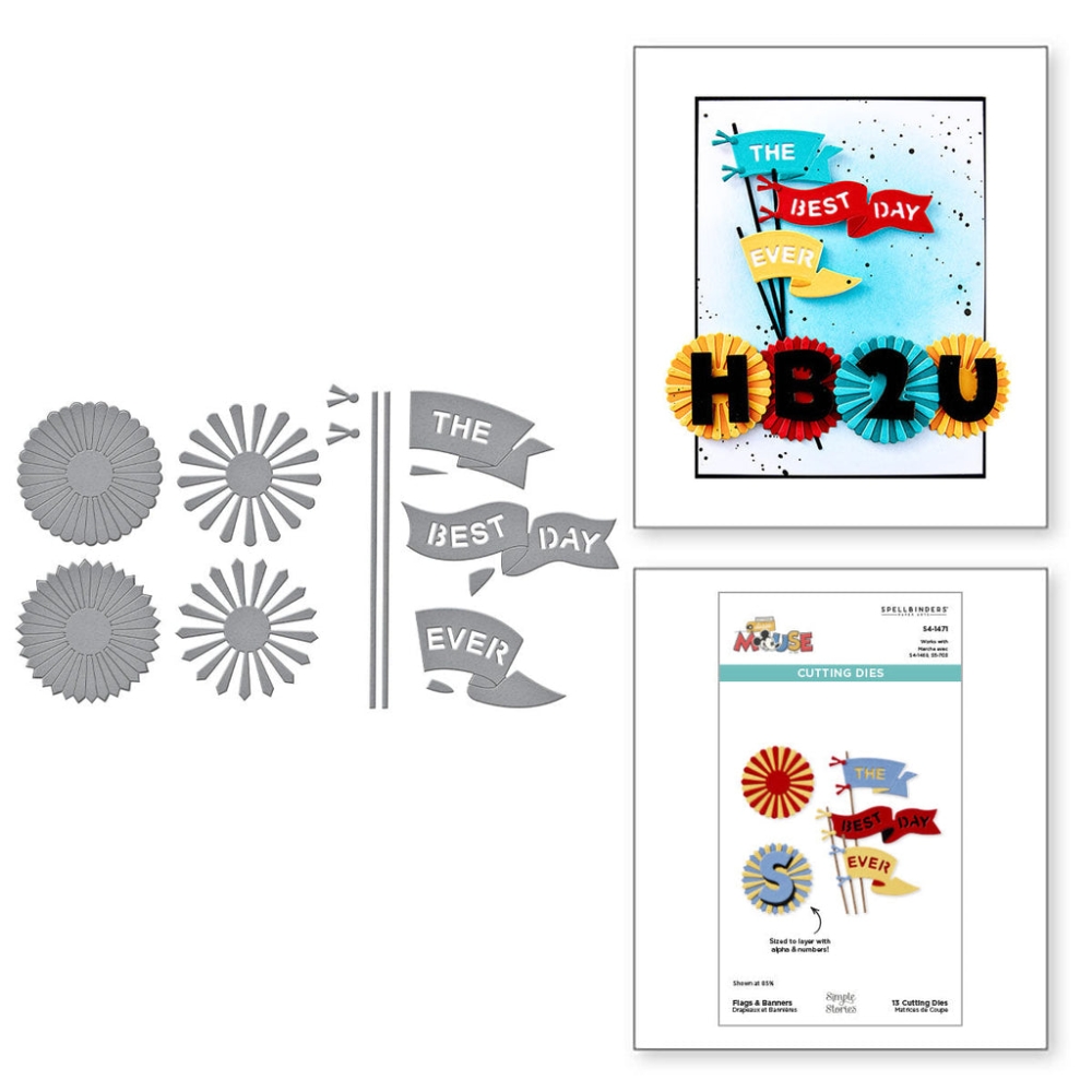 Bild 1 von Spellbinders Classic Mouse Flags & Banners Etched Dies - Stanz-Set Classic Mouse