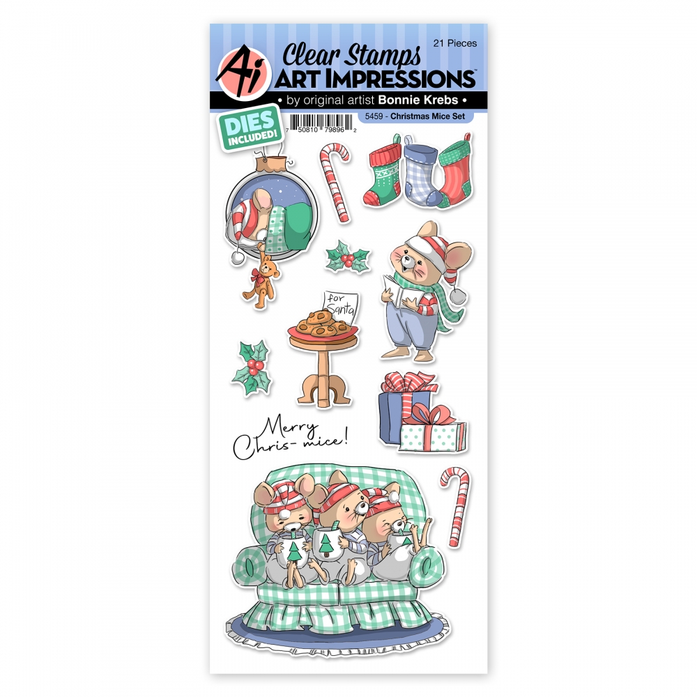 Bild 1 von Art Impressions Clear Stamps Christmas Mice- Weihnachten Mäuse - Stempelset inkl. Stanzen