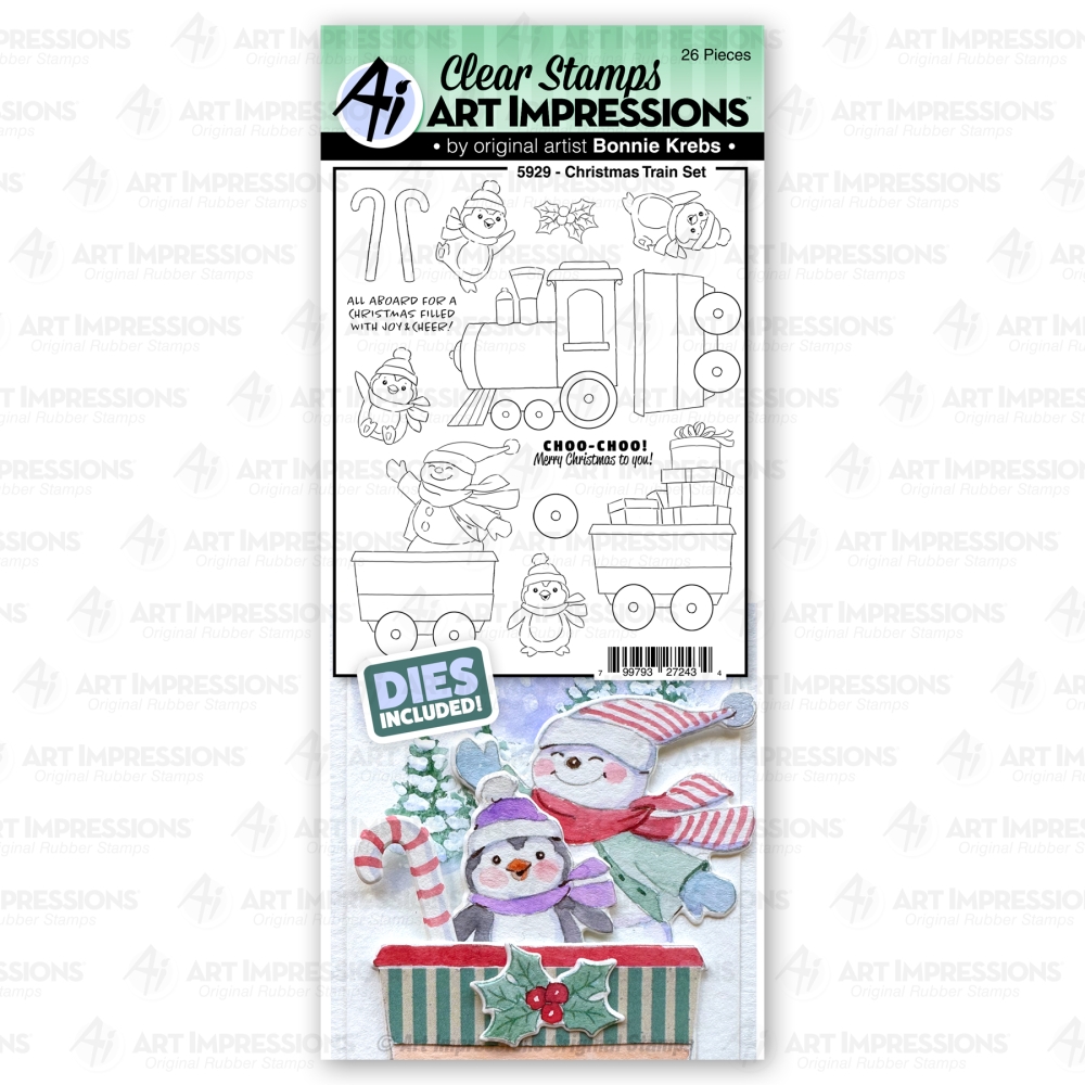 Bild 1 von Art Impressions Clear Stamps with dies Christmas Train Set - Weihnachtszug Stempelset inkl. Stanzen