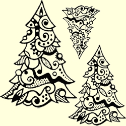Bild 1 von Gummistempel Cloisonné Christmas Trees