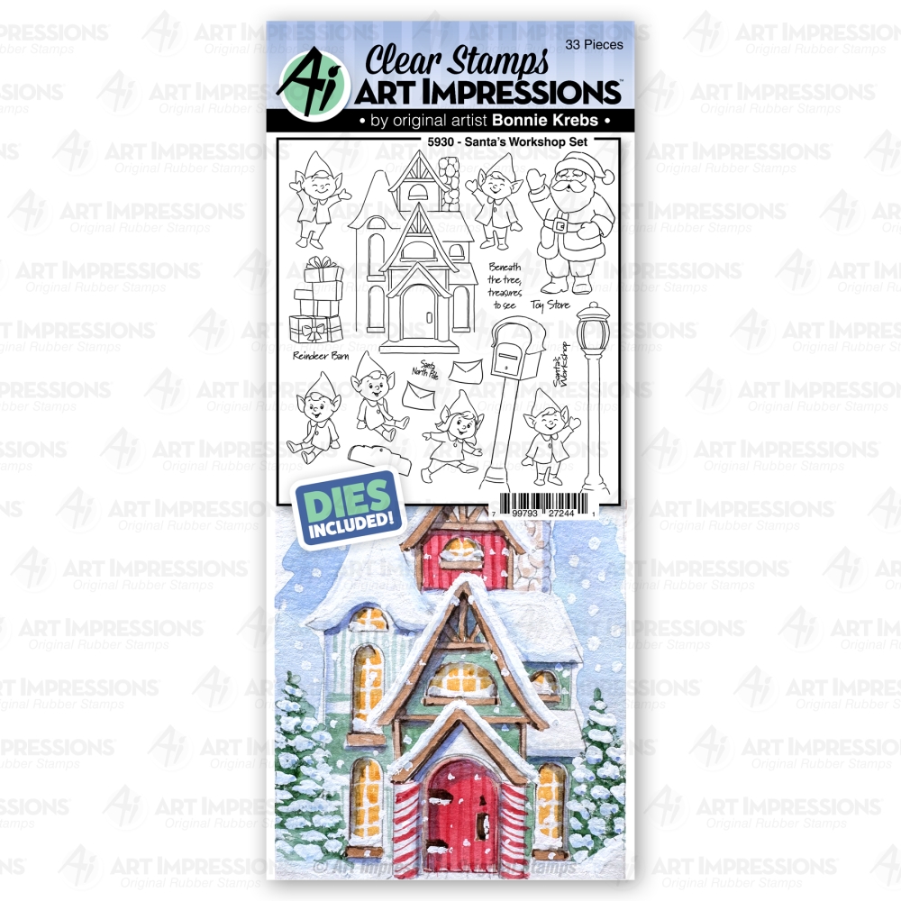 Bild 1 von Art Impressions Clear Stamps with dies Santa’s Workshop Set - Weihntselfen Stempelset inkl. Stanzen