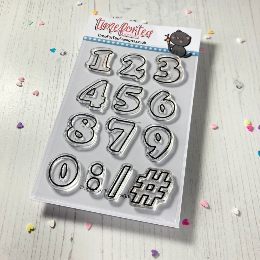 Bild 1 von time for tea designs -Clear Stamp Set - Outline Number - Ziffern