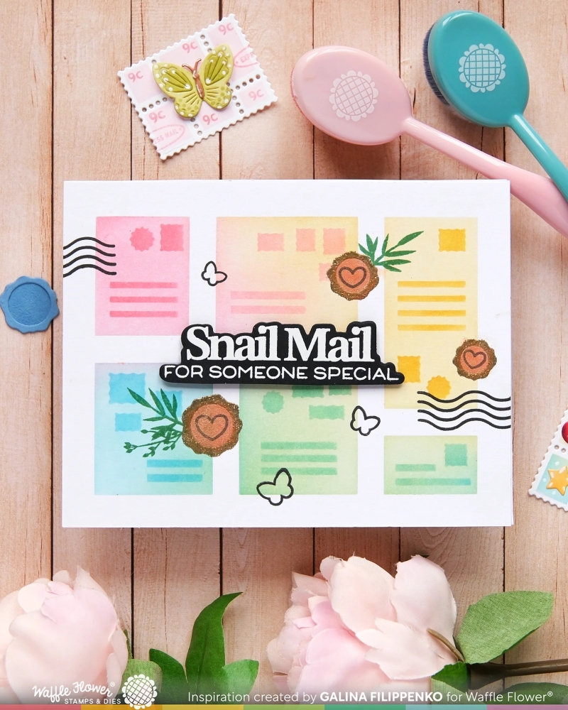 Bild 1 von Waffle Flower Postage Collage Mini Seals Stamp Set - Stempel