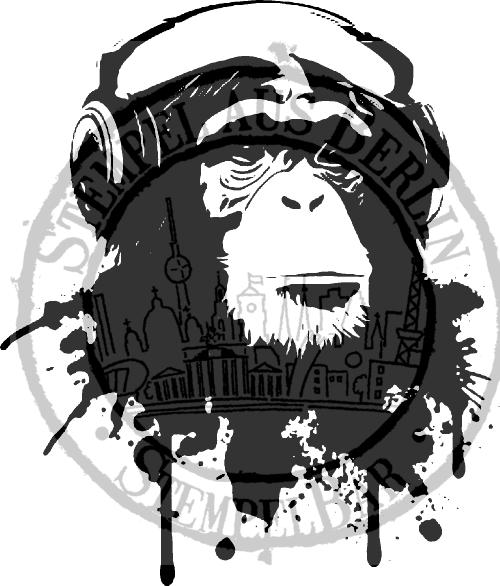 Bild 1 von StempelBar Stempelgummi Affe mit Kopfhörer