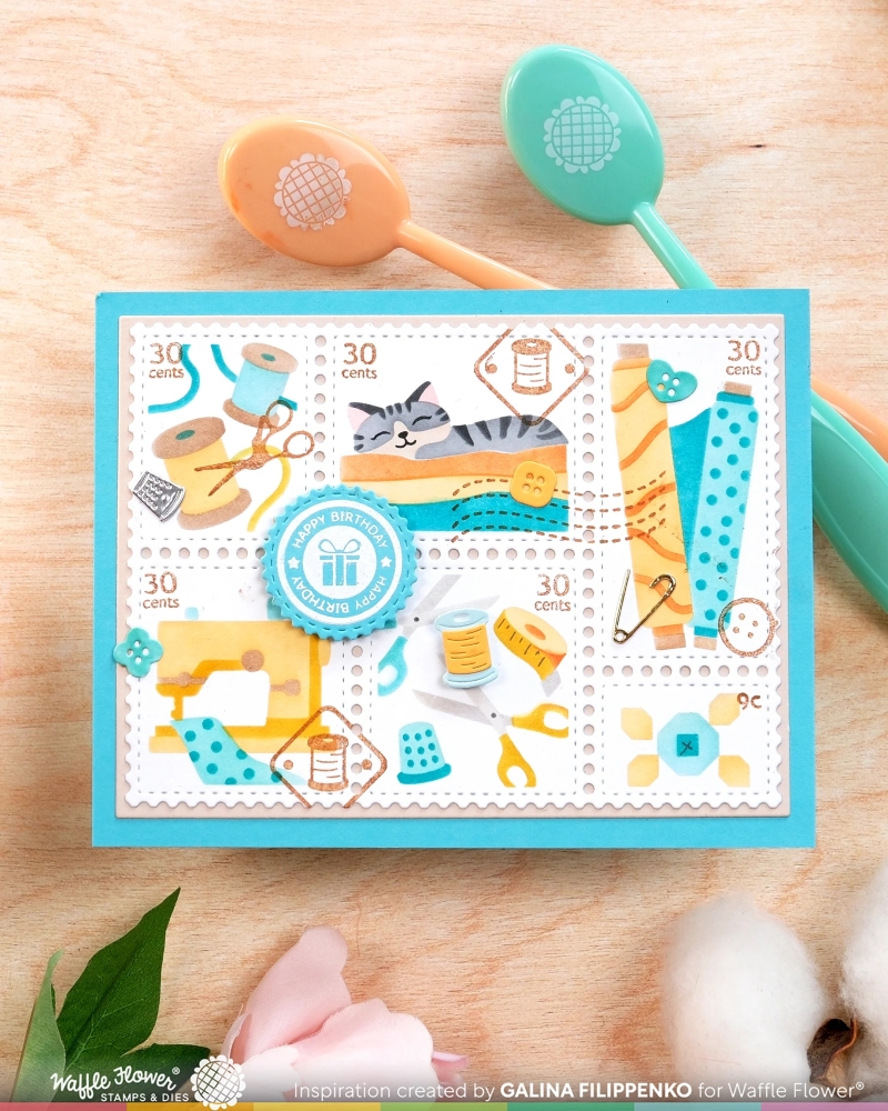 Bild 1 von Waffle Flower Postage Collage Circle Sentiments Stamp Set - Stempel-Set
