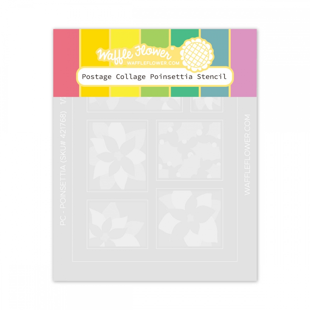 Bild 1 von Waffle Flower Postage Collage Poinsettia Stencil - Briefmarken-Schablone Weihnachtsstern