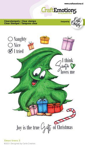 Bild 1 von CraftEmotions Stempel - clearstamps A6 - Xmas trees 3 (Eng) Carla Creaties - Weihnachtsbaum