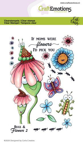 Bild 1 von CraftEmotions Stempel - clearstamps A6 - Bugs & Flowers 2 Carla Creaties