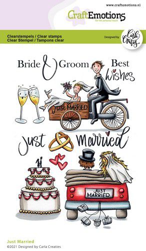Bild 1 von CraftEmotions Stempel - clearstamps A6 - Just Married (Eng) Carla Creaties - Hochzeit