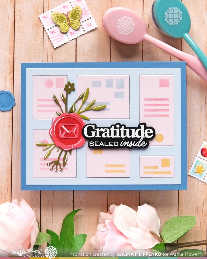 Bild 1 von Waffle Flower Postage Collage Addressed Envelope Stencil - Stencilschablone 