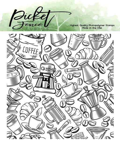 Bild 1 von Picket Fence Studios Clear Stamps Down to the Last Cup - Kaffee Croissant