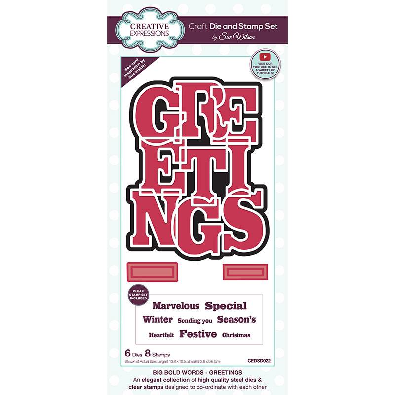 Bild 1 von Creative Expressions Big Bold Words Greetings Craft Die & Stamp Set - Stanze & Stempel