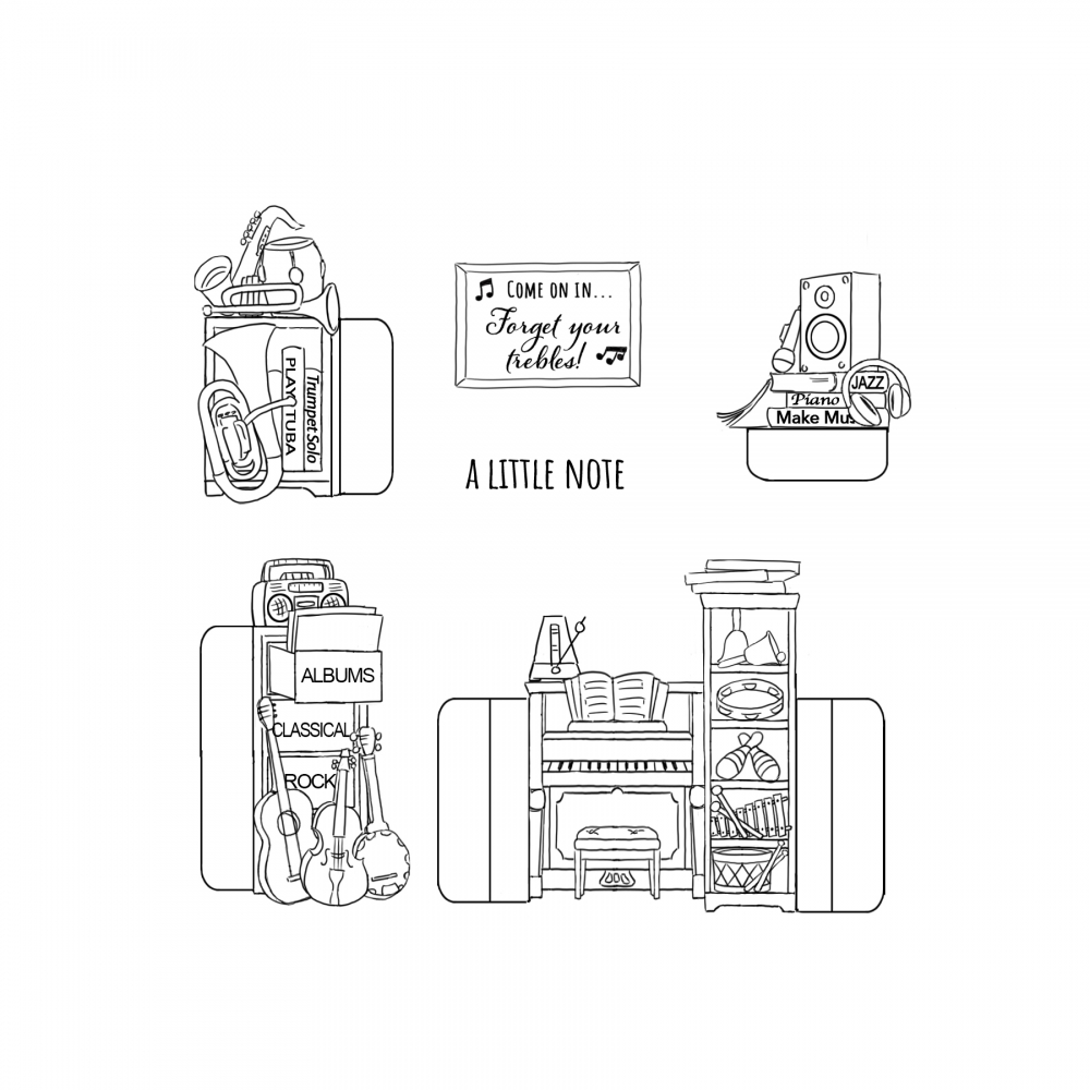 Bild 1 von Art Impressions Clear Stamps with dies Music Shop MB - Stempelset inkl. Stanzen