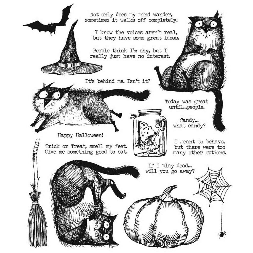 Bild 1 von Tim Holtz Stempelgummis Snarky Cat Halloween