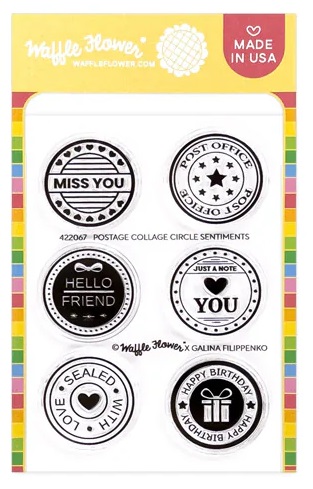 Bild 1 von Waffle Flower Postage Collage Circle Sentiments Stamp Set - Stempel-Set