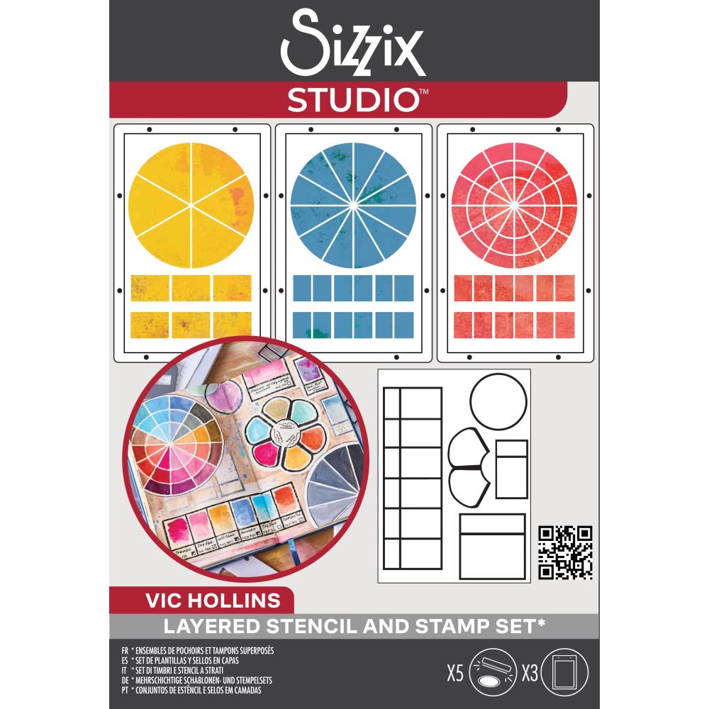 Bild 1 von Sizzix Studio Stamps Set - Stencil/Stempel - Artist Tools by Vic Hollins