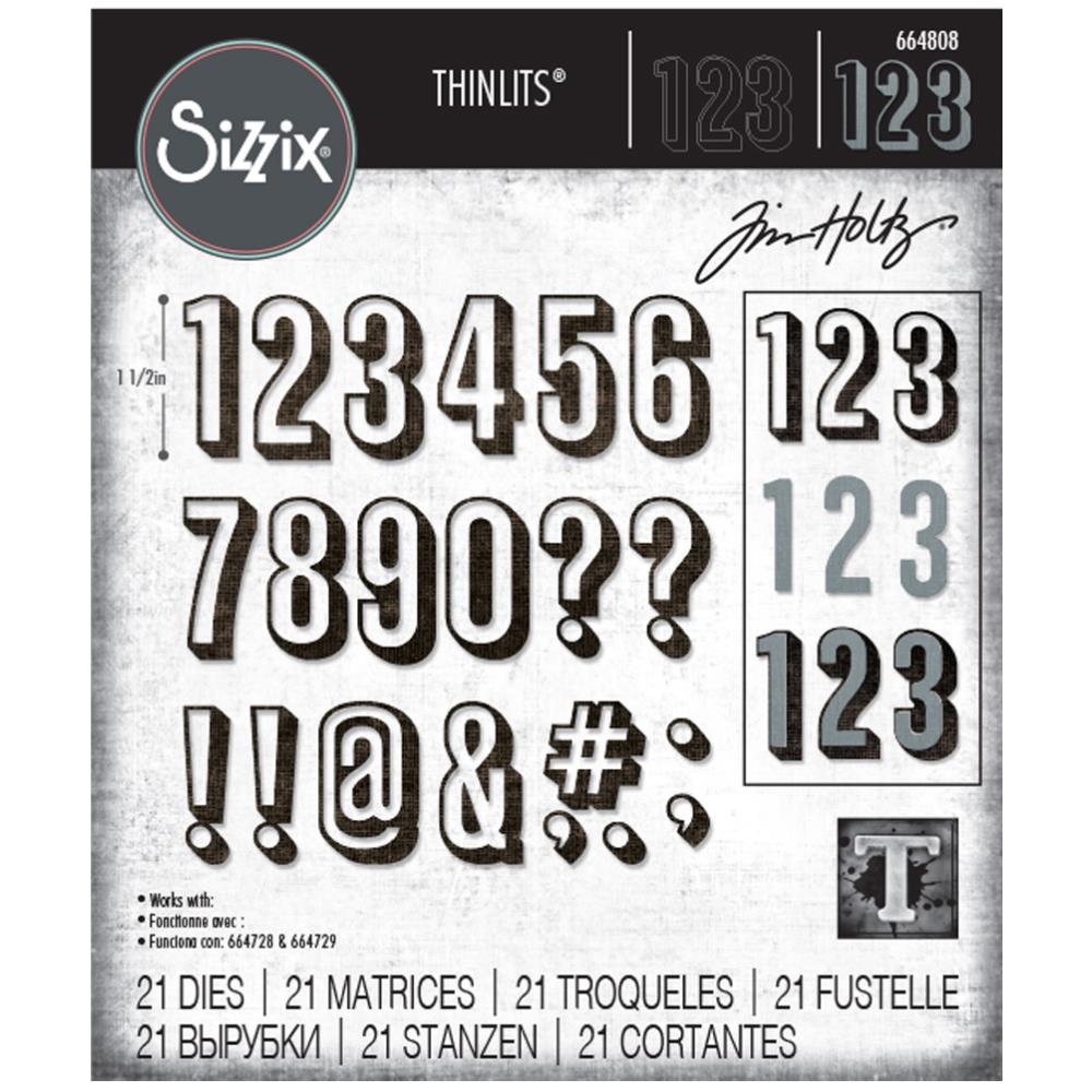 Bild 1 von Sizzix Thinlits Dies Stanzschablone By Tim Holtz Alphanumeric Shadow Numbers