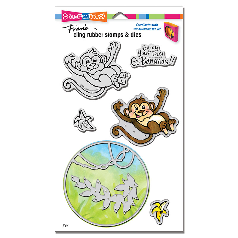 Bild 1 von Stampendous! Monkey Cling Rubber Stamps And Cutting Dies Set - Stempel mit Stanzen Affe