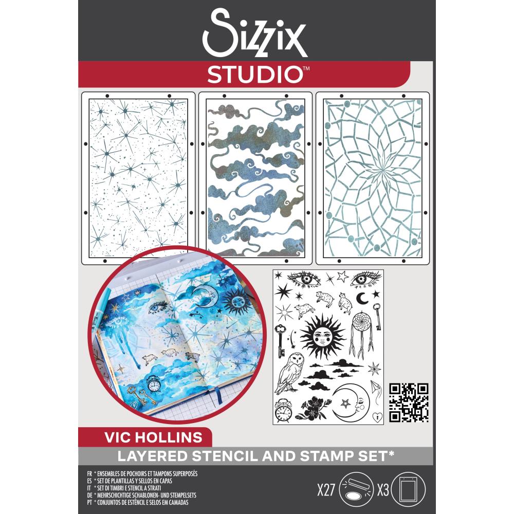Bild 1 von Sizzix Studio Clear Stamps Set - Stencil/Stempel - Dreamscape by Vic Hollins
