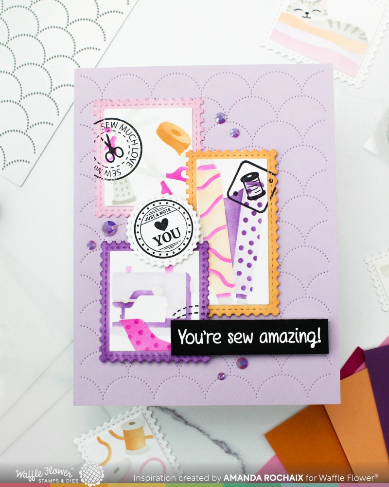 Bild 1 von Waffle Flower Postage Collage Circle Sentiments Stamp Set - Stempel-Set