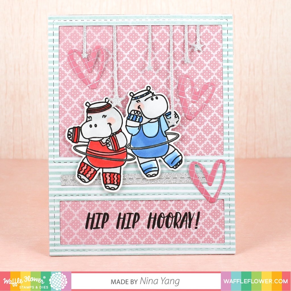 Bild 1 von Waffle Flower Hip Hip Hooray Stamp Set - Stempel Nilpferd