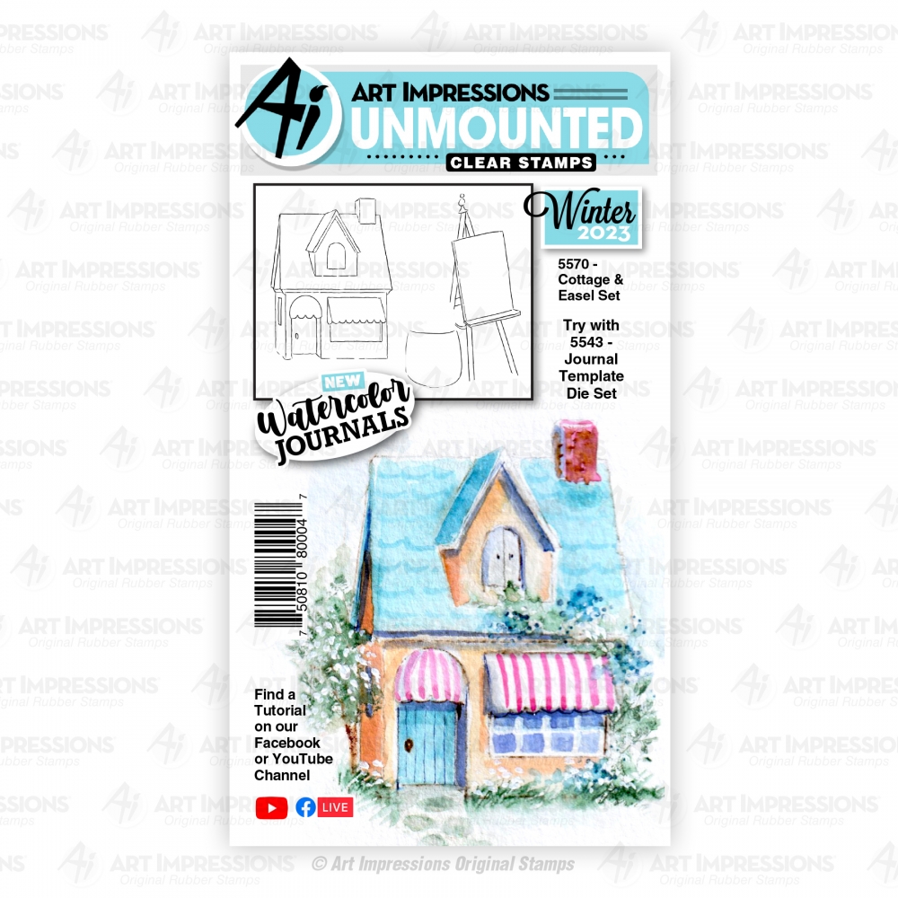 Bild 1 von Art Impressions Clearstamp-Set  Watercolor Cottage & Easel Set