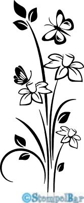 Bild 1 von StempelBar Stempelgummi Narzissen mit Schmetterlingen
