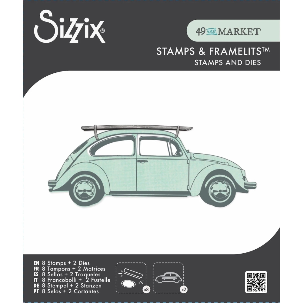 Bild 1 von Sizzix Clear Stamps With Framelits Die By 49 And Market - Stempel und Stanzschablonen