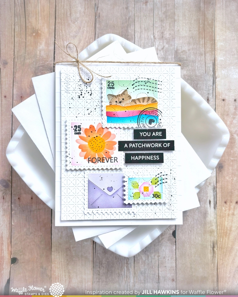 Bild 1 von Waffle Flower Postage Collage Circle Sentiments Stamp Set - Stempel-Set