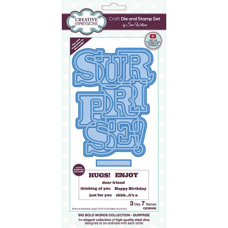 Bild 1 von Creative Expressions Big Bold Words Surprise Craft Die & Stamp Set - Stanze & Stempel
