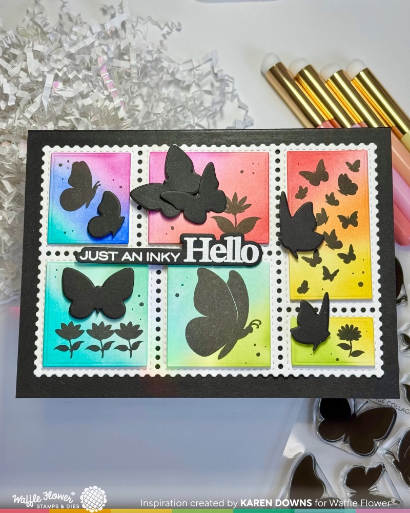 Bild 1 von Waffle Flower Postage Collage Wild Butterflies Stamp Set - Stempel-Set