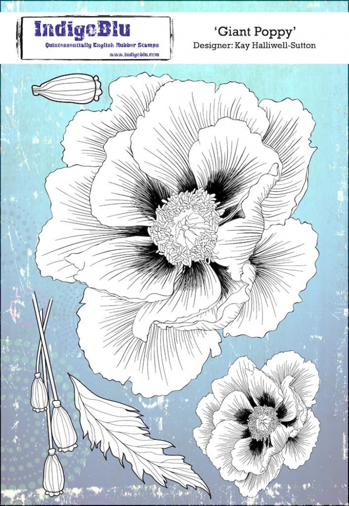 Bild 1 von IndigoBlu Gummistempel - Giant Poppy A5 Red Rubber Stamp by Kay Halliwell-Sutton
