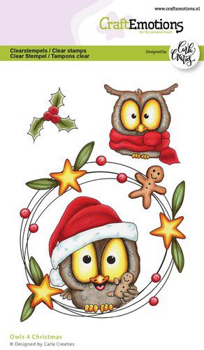 Bild 1 von CraftEmotions Stempel - Clear Stamps A6 - Owls 4 Christmas Carla Creaties