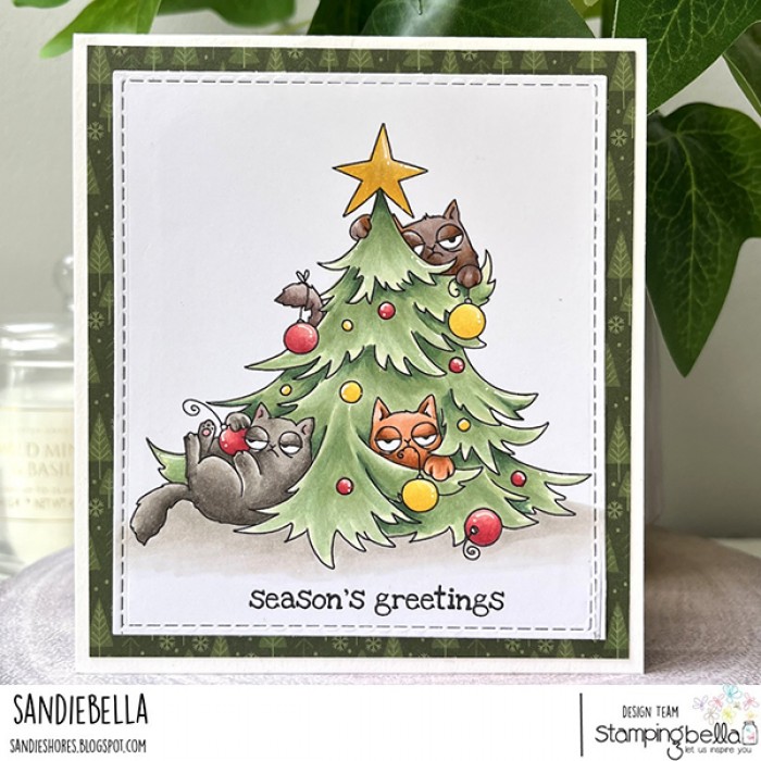 Bild 1 von Gummistempel Stamping Bella Cling Stamp ODDBALL CHRISTMAS CATS IN THE TREE RUBBER