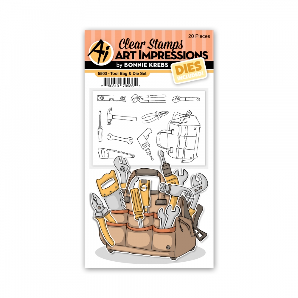 Bild 1 von Art Impressions Clear Stamps with dies Tool Bag - Werkzeug Stempelset inkl. Stanzen