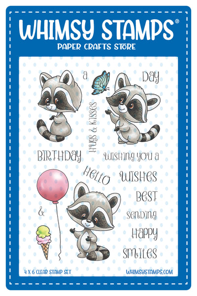 Bild 1 von Whimsy Stamps Clear Stamps - Raccoon Happy Day