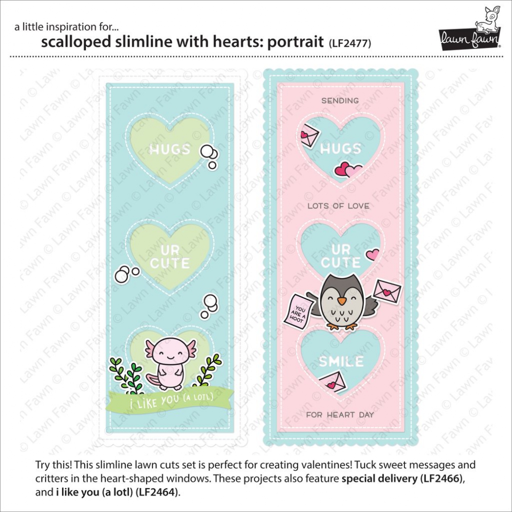 Bild 1 von Lawn Fawn Cuts  - Stanzschablone Scalloped Slimline with Hearts: portrait