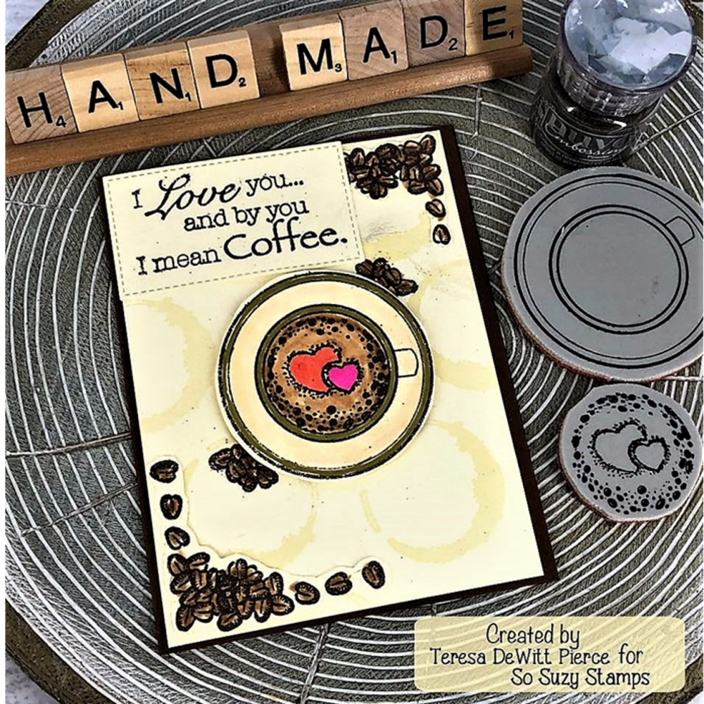 Bild 1 von Crackerbox & Suzy Stamps Cling - Gummistempel Coffee Cup Top View and Hearts
