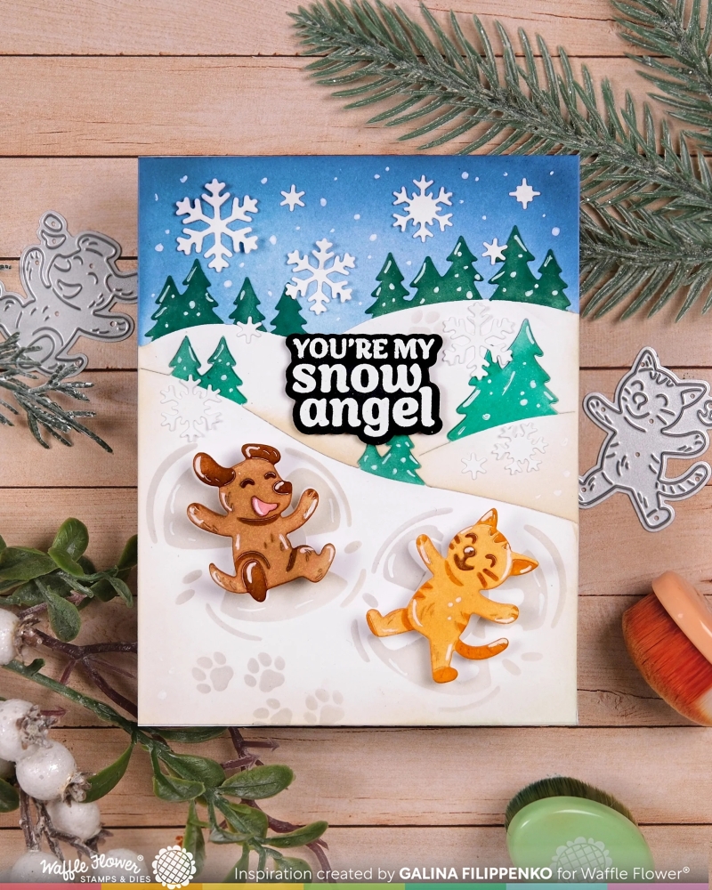 Bild 1 von Waffle Flower Snow Angel Cat Duo Die-n-stencil -  Stanze und Schablone