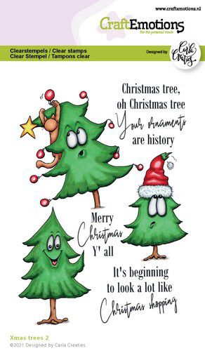 Bild 1 von CraftEmotions Stempel - clearstamps A6 - Xmas trees 2 (Eng) Carla Creaties - Weihnachtsbaum