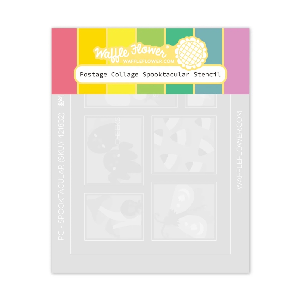 Bild 1 von Waffle Flower Postage Collage Spooktacular Stencil - Briefmarken-Schablone