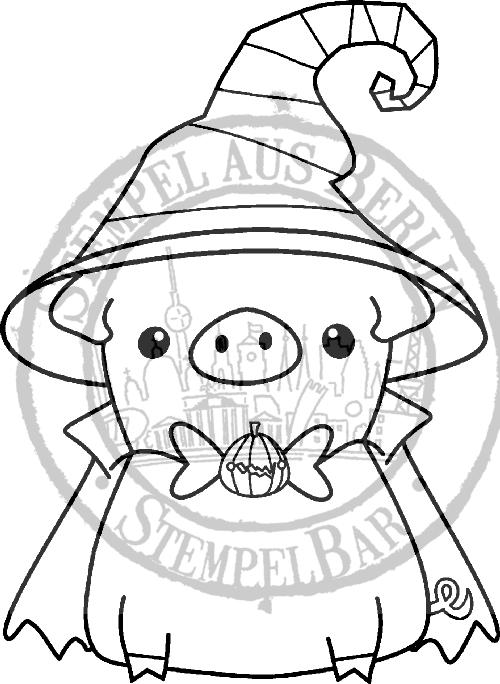 Bild 1 von StempelBar Stempelgummi Pebble das Schwein zu Halloween