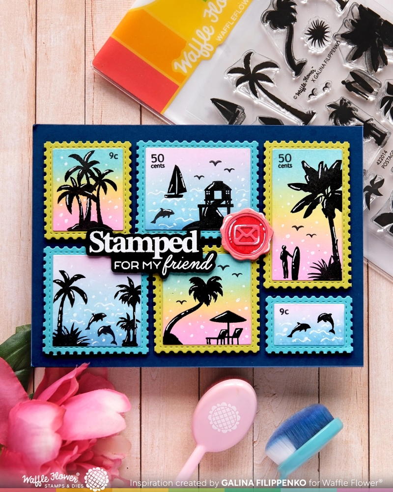 Bild 1 von Waffle Flower Postage Collage Tropical Sunset Stamp Set - Stempel-Set
